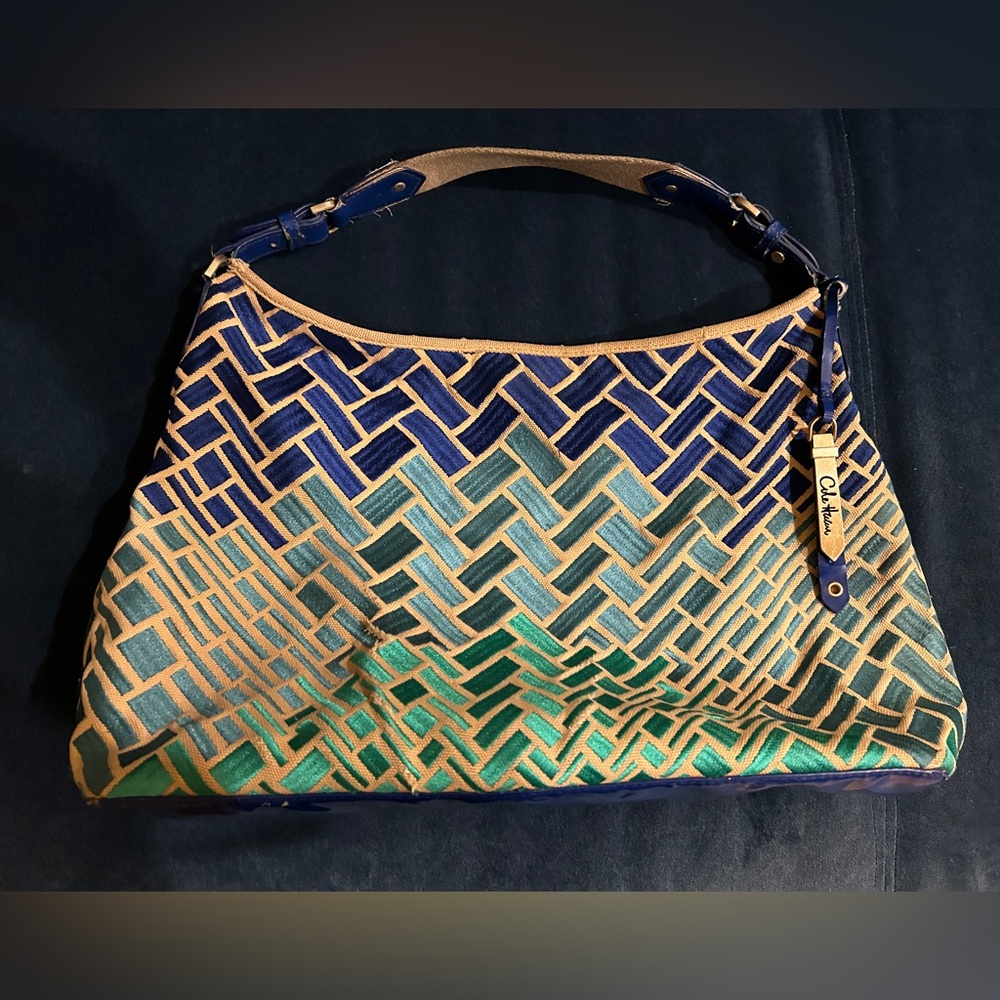Cole Haan embroidered canvas shoulder bag. Rare